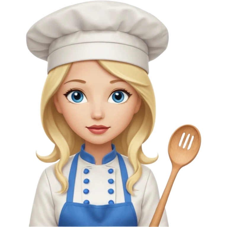 Beautiful, sexy,  long blonde hair, blue eyed, full lips female chef emoji