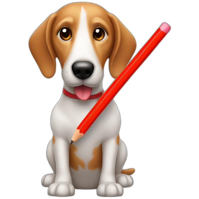 a sausagedog holding a red pencil emoji
