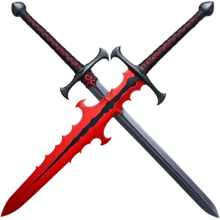 iOS sticker, dark sword, black blade, red blood drop, minimal emoji