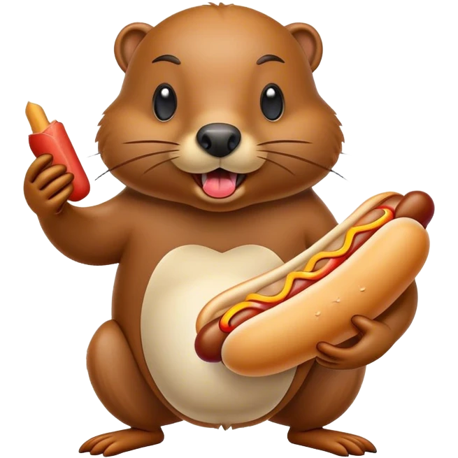 Beaver eating hotdog emoji