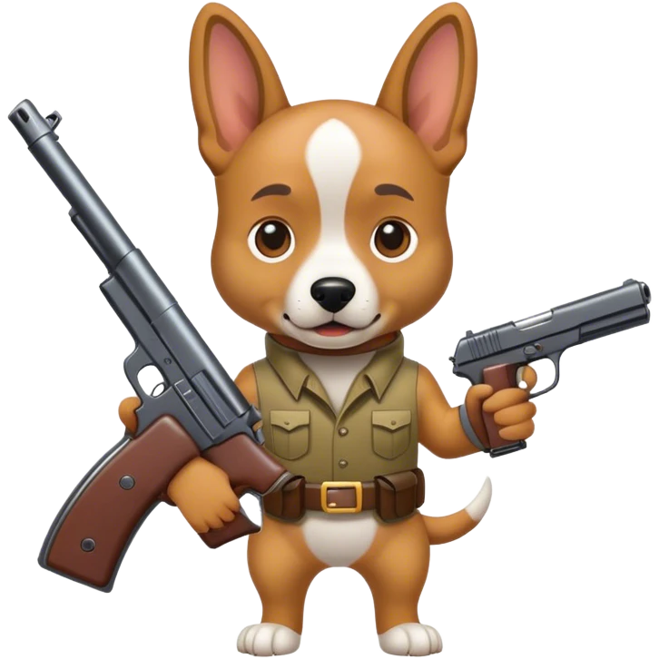 Dog holding a gun emoji