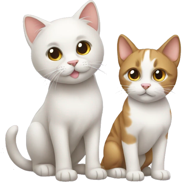 cat and puppy standing beside eachother emoji