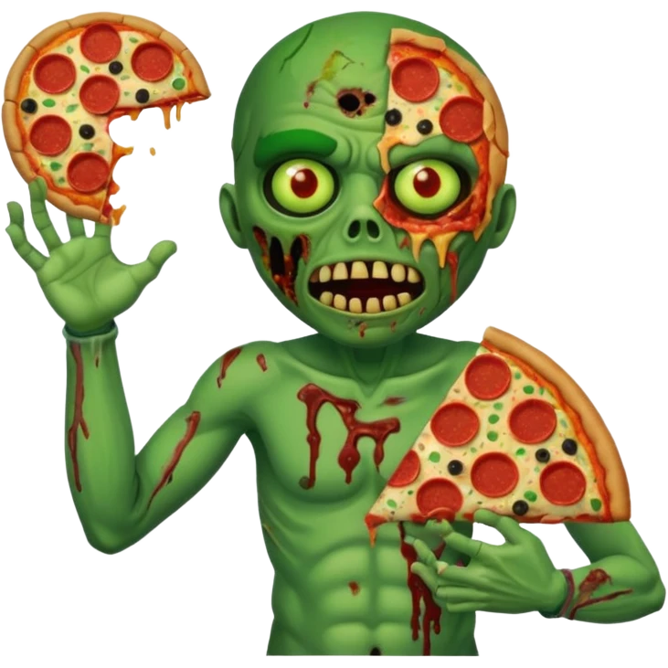 a glitch abomination with hands for a head, a baskeball stomach, pizza eyes, eyepatch, and zombie wounds emoji
