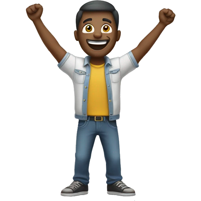 a happy man with arms up emoji