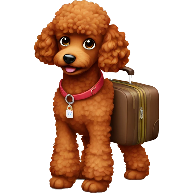 Red poodle with a luggage  emoji