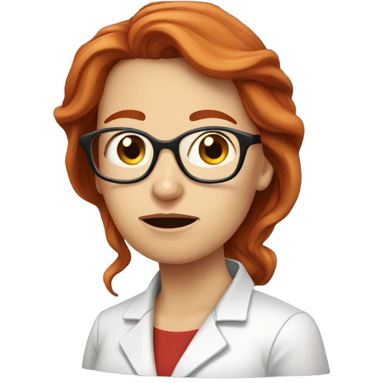red hair woman nutritionist with glasses sad crying emoji