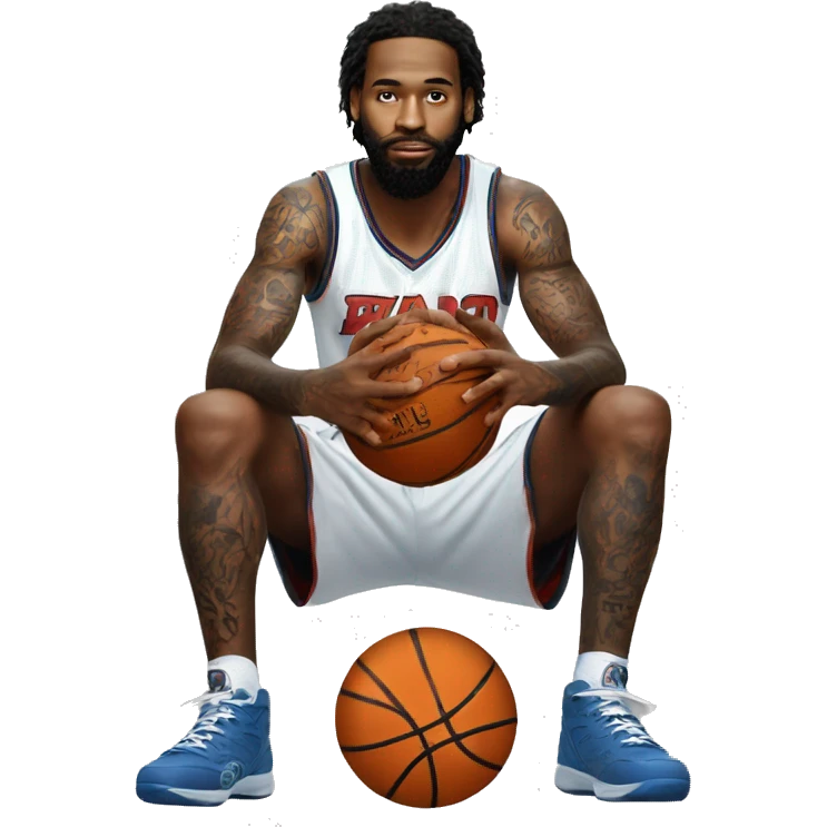 Basketball player with huge tattoo on his leg and God emoji