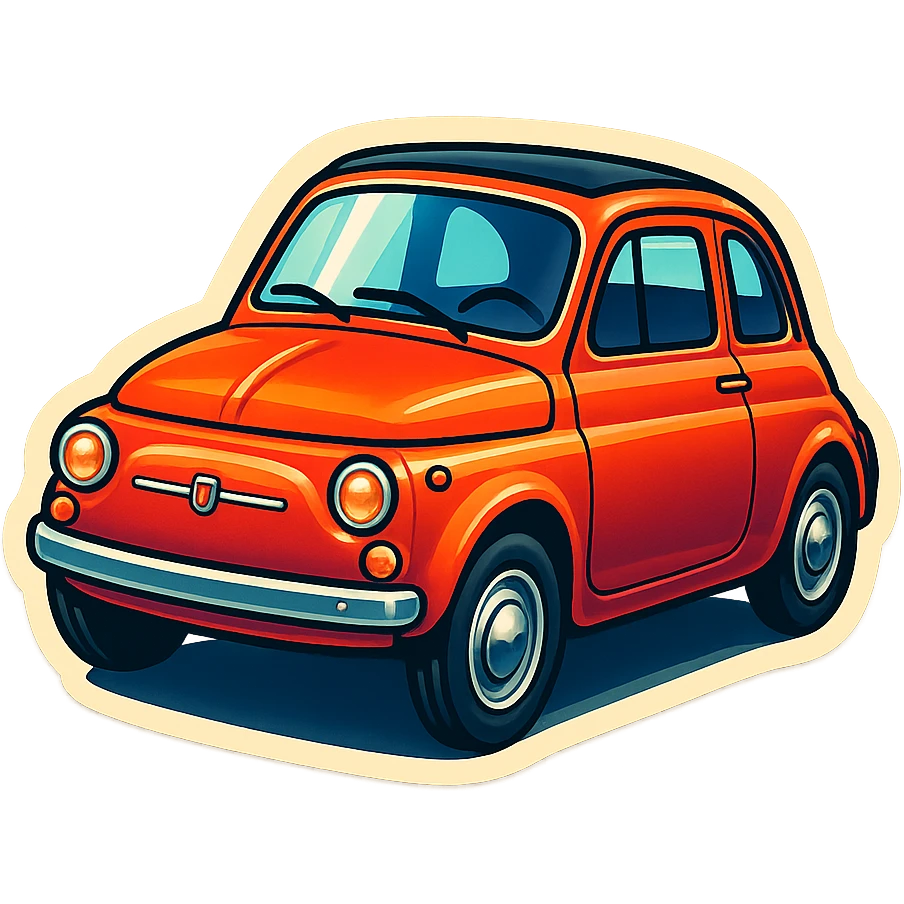 Fiat 500 car icon, retro-inspired style emoji