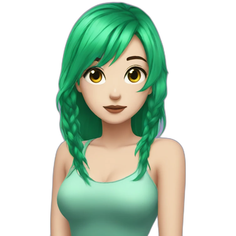 egirl twitch green hair emoji