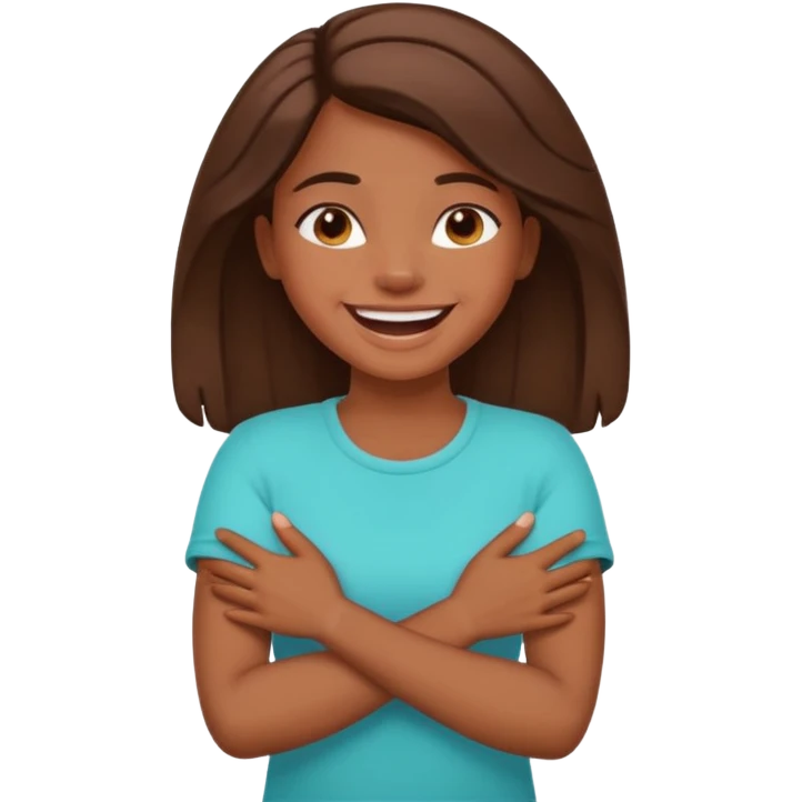 arms crossed holding neck laughing girl emoji
