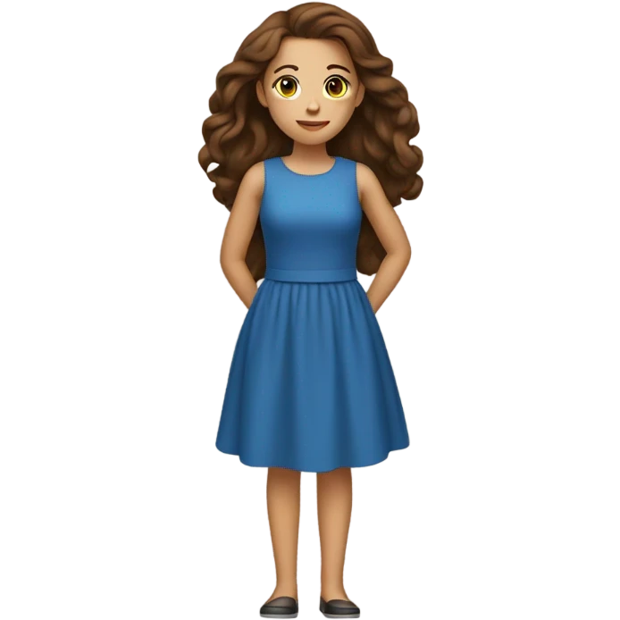 a girl whit a brown hair and blu dress emoji