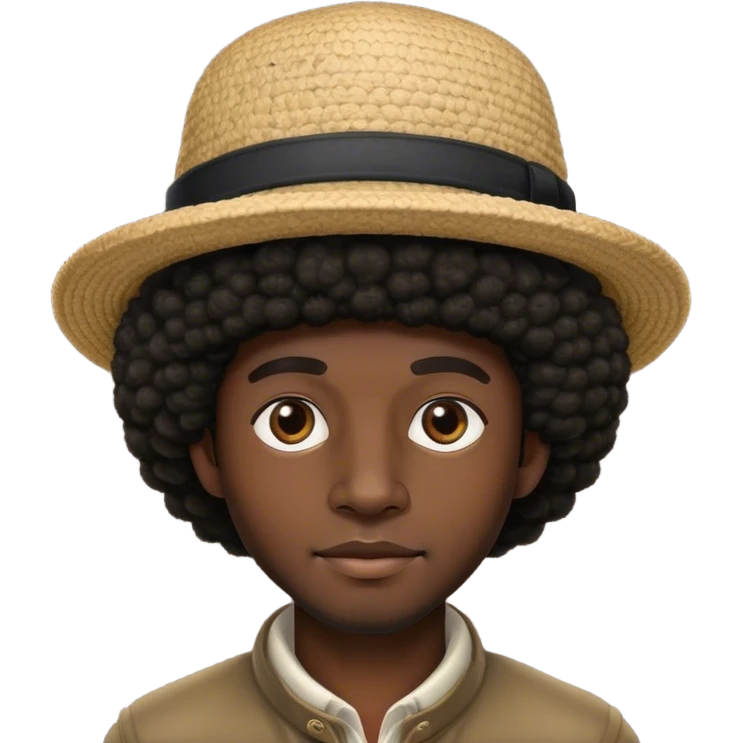 un Bonhomme afro avec un chapeau emoji