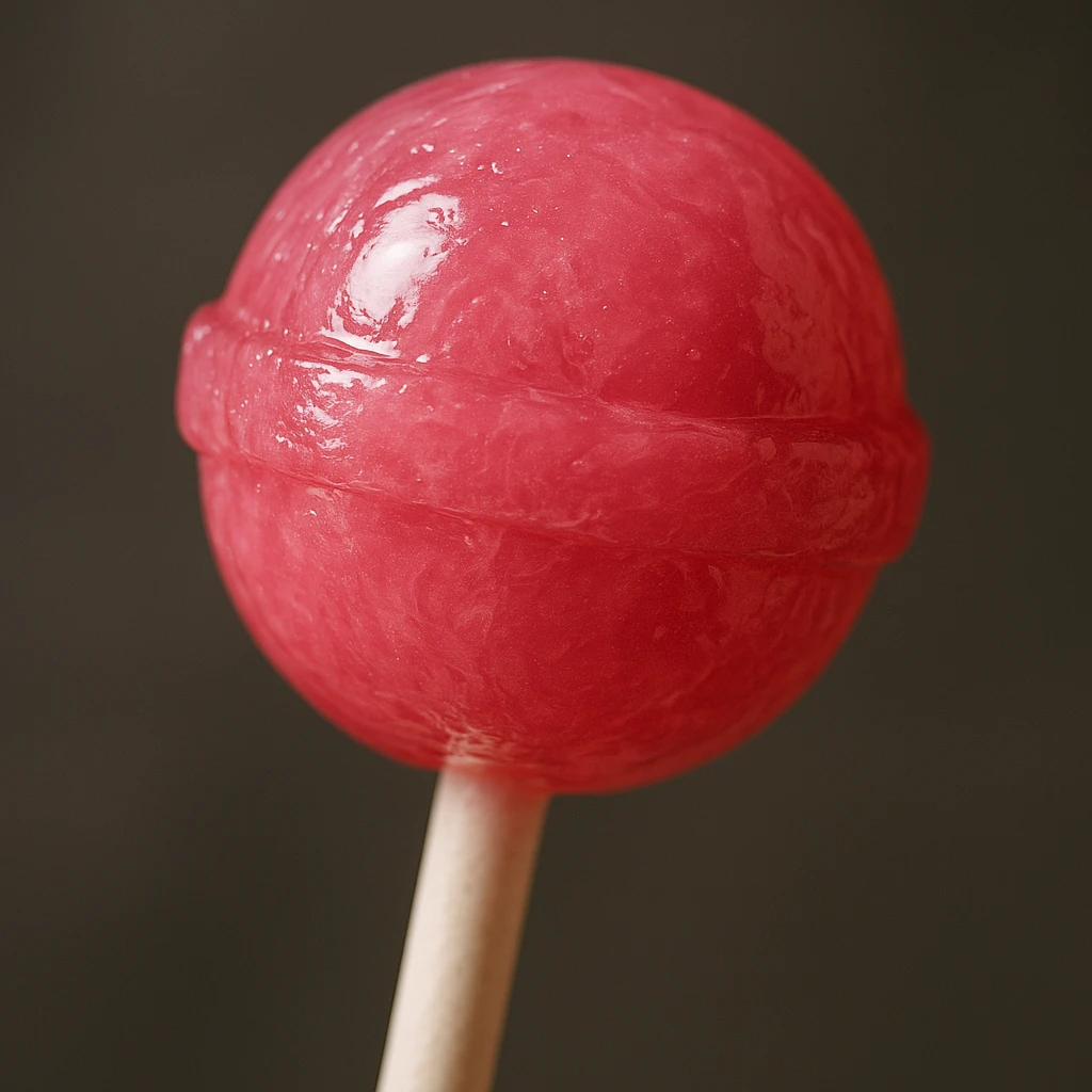 pink lollipop, realistic lighting and texture, macro photography look, glossy candy realism emoji