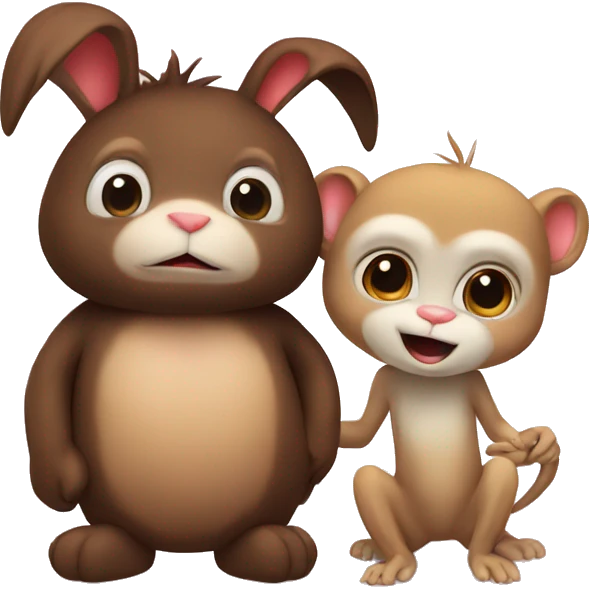 Bunny and monkey in love emoji