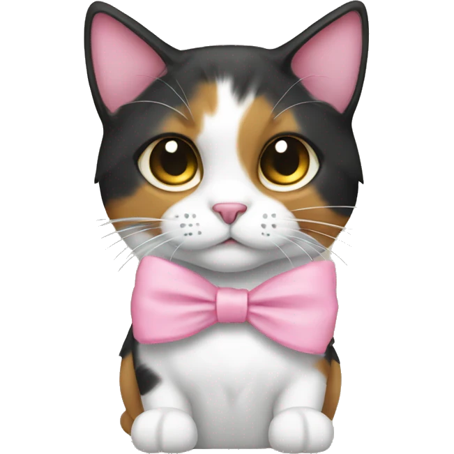 calico cat with pink bow emoji
