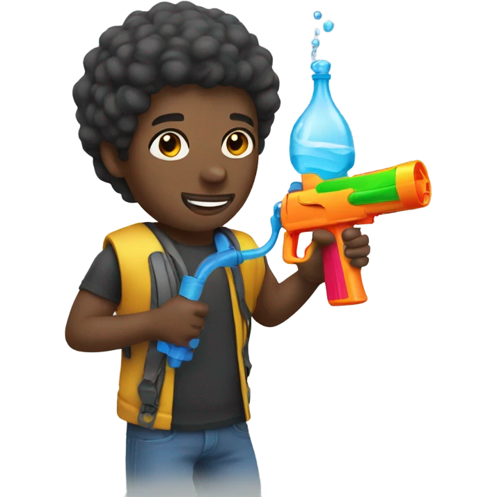 Black guy with a water gun emoji