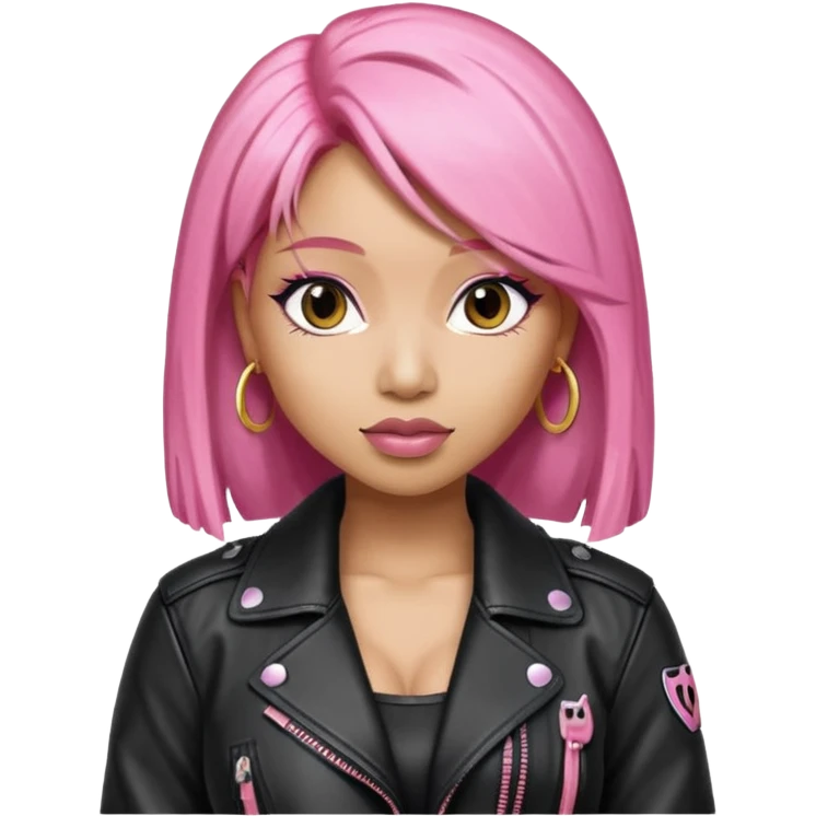 Nicki Minaj pink hair wear leather jacket emoji