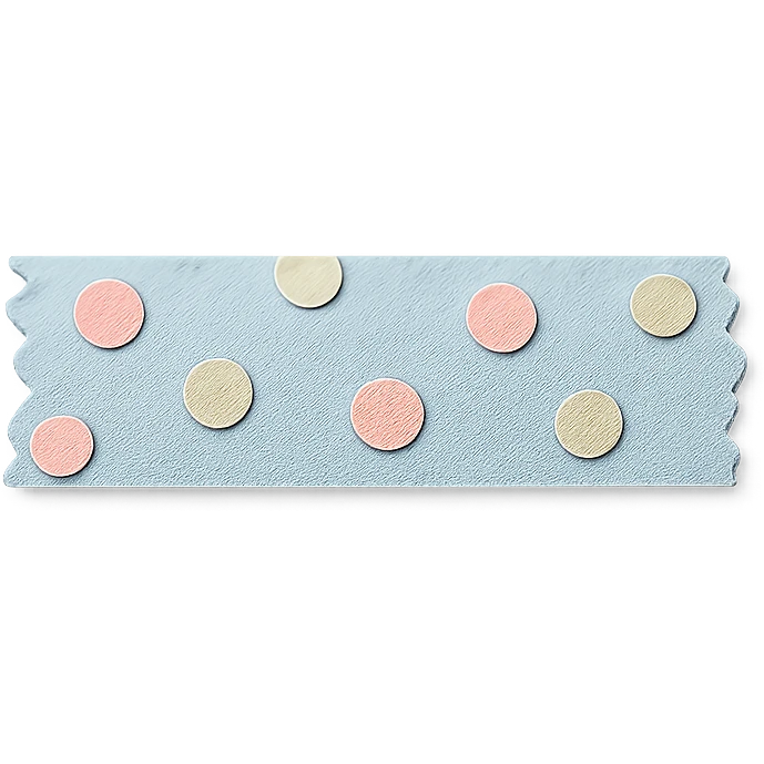 soft pastel decorative paper washi tape strip with polka dots, blue background emoji