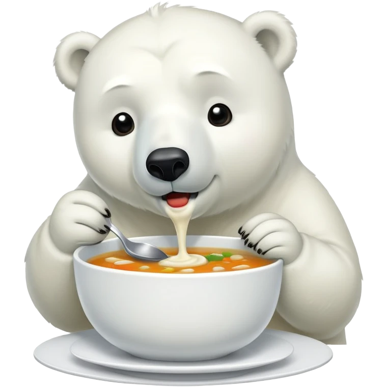 white polar bear eats soup emoji
