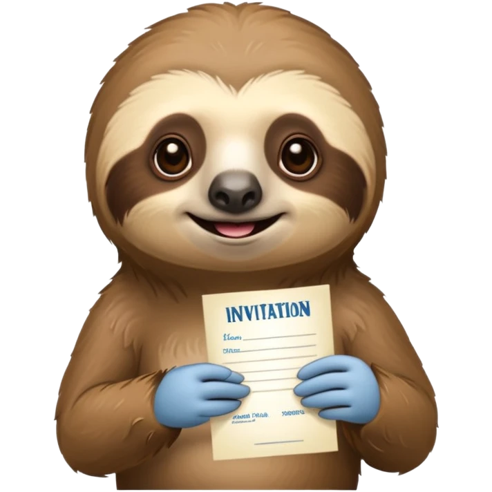 A sloth holding a invitation in his hand emoji