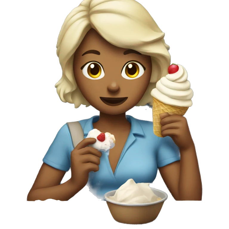 Amalia on a plane eating ice cream  emoji