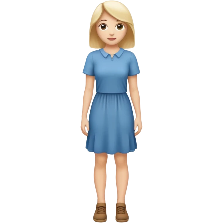 Create me an emoji of a full body white female in a casual dress, looking to her right. emoji