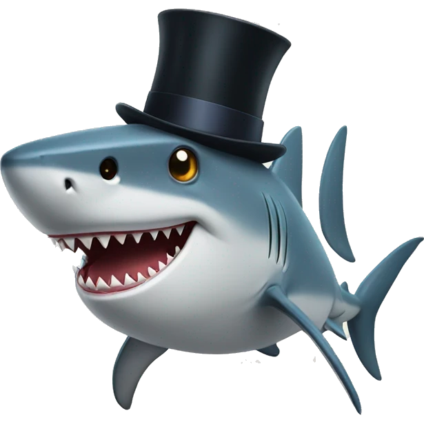 Shark with a top hat emoji