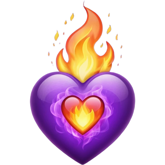 Deep purple fire heart  emoji