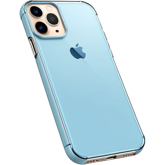 iphone 15 pro in a light blue case emoji