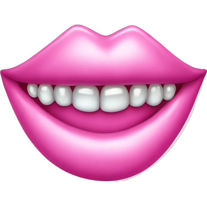 pink smiling lips with tooth gems emoji