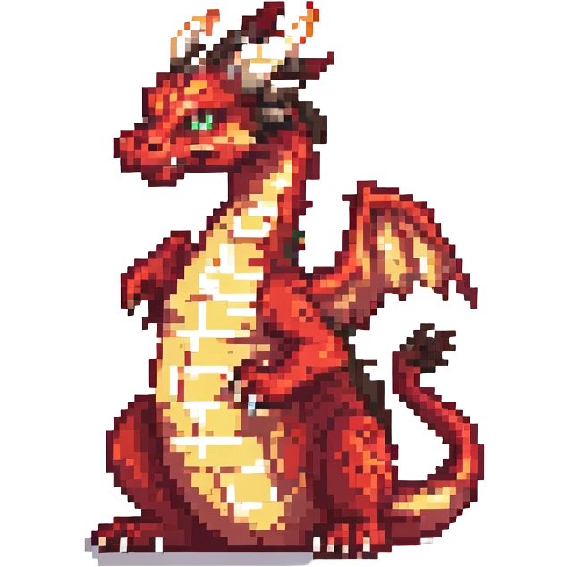 red dragon with flames pixel art emoji