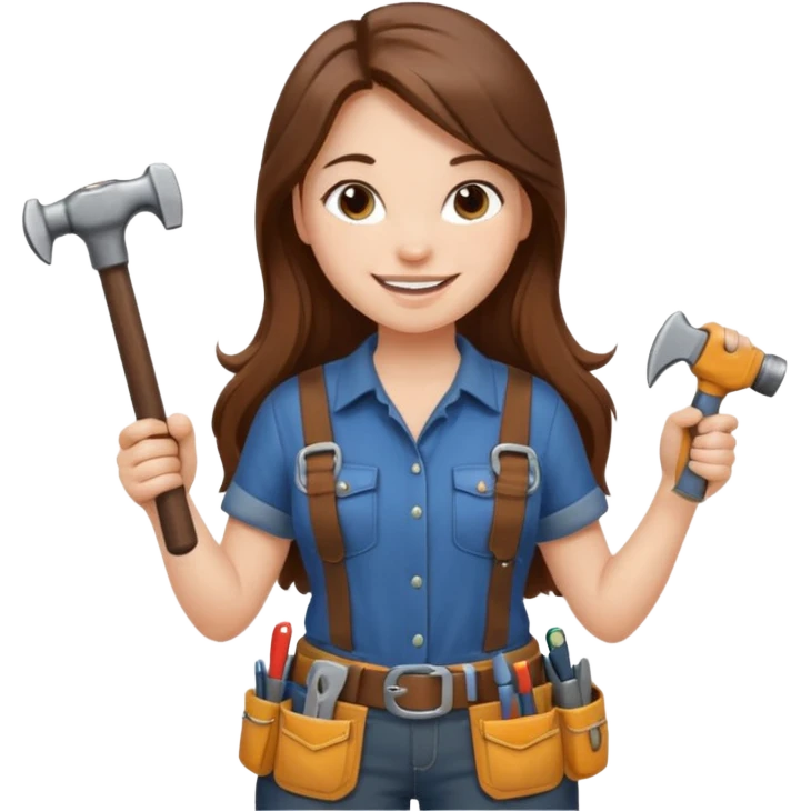 beautiful girl with long brown hair renovating her apartment emoji