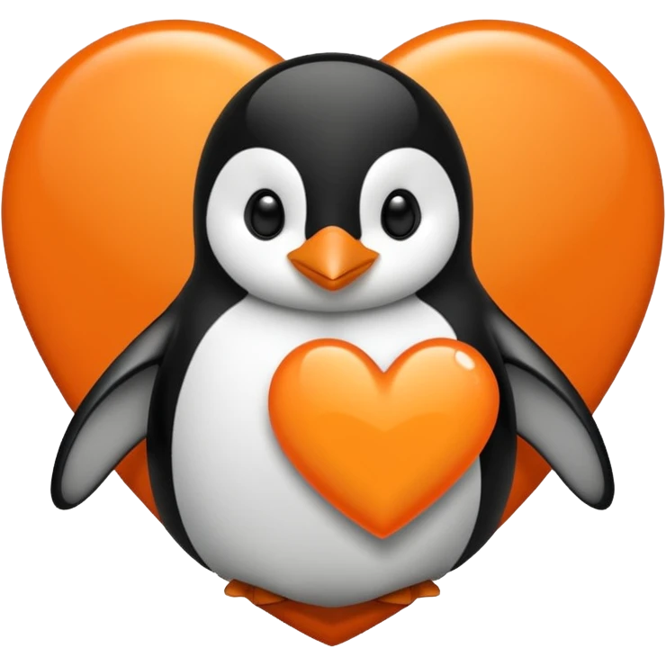 orange heart with a penguin in the centre emoji