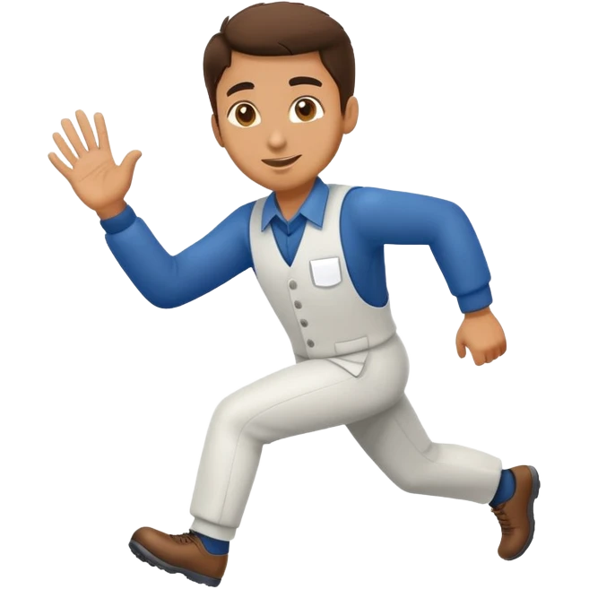 an italian train employee reaching his hand out and running toward us emoji