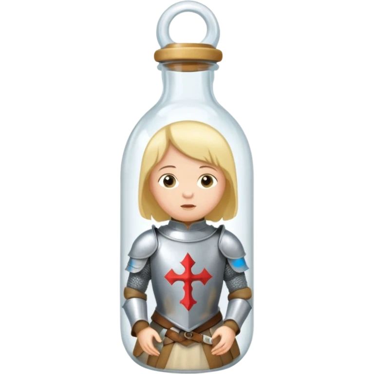Jeanne d’arc en armure médiévale en enfermée dans un biberon  emoji