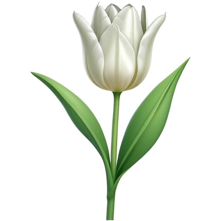 single White Green Tulip, straight stem emoji