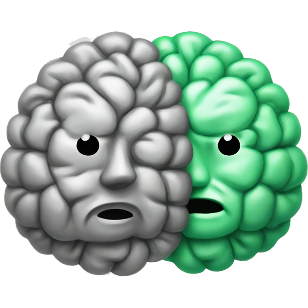brain and spearmint emoji