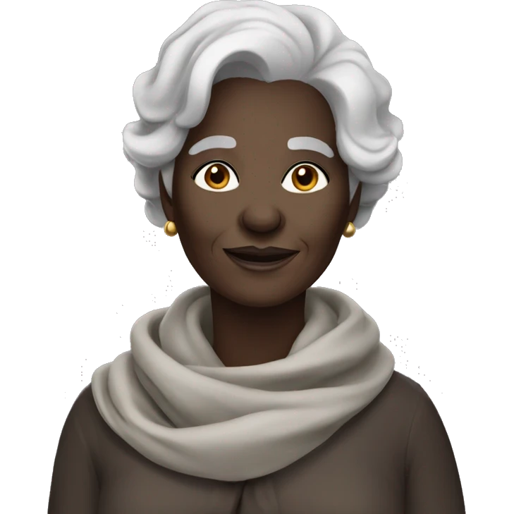 Beautiful darkskin old woman with scarf with dark grey hair emoji