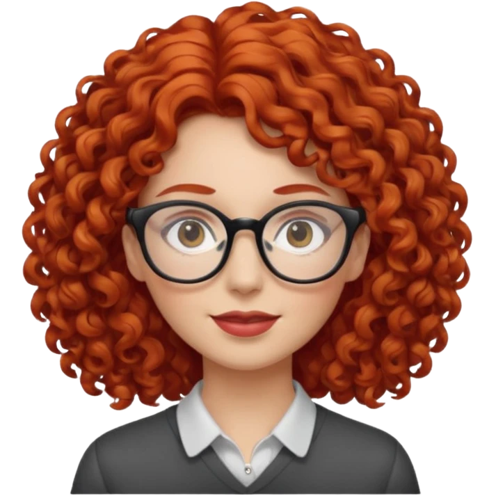 Peli roja rizada con lentes emoji