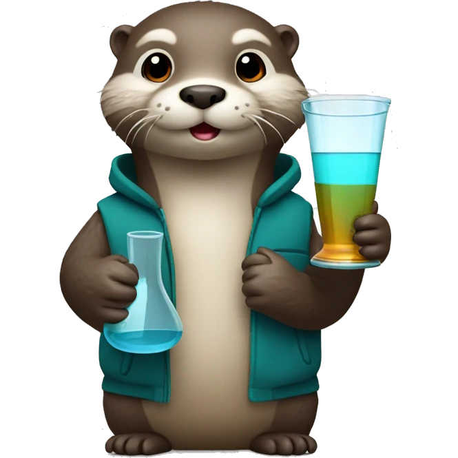 Cute otter holding beaker emoji
