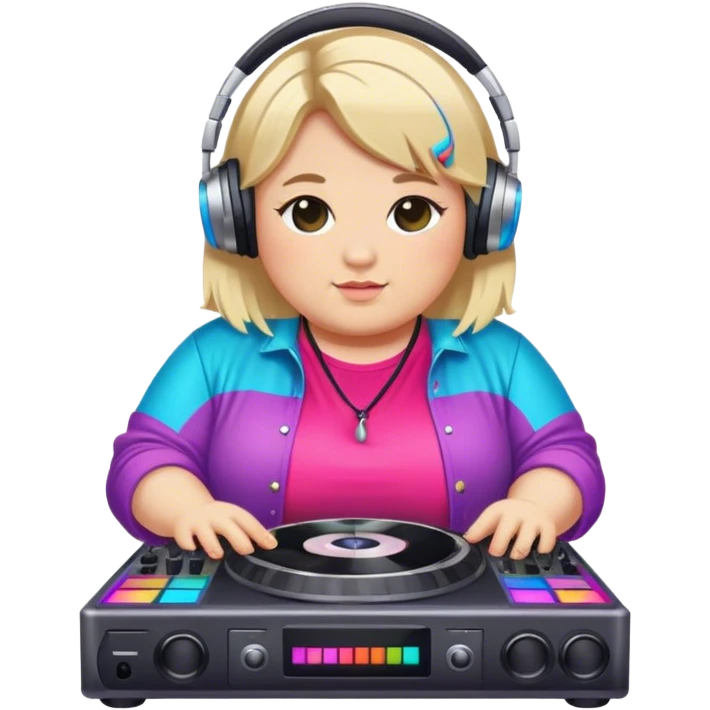 blond chubby dj in colorful outfit emoji