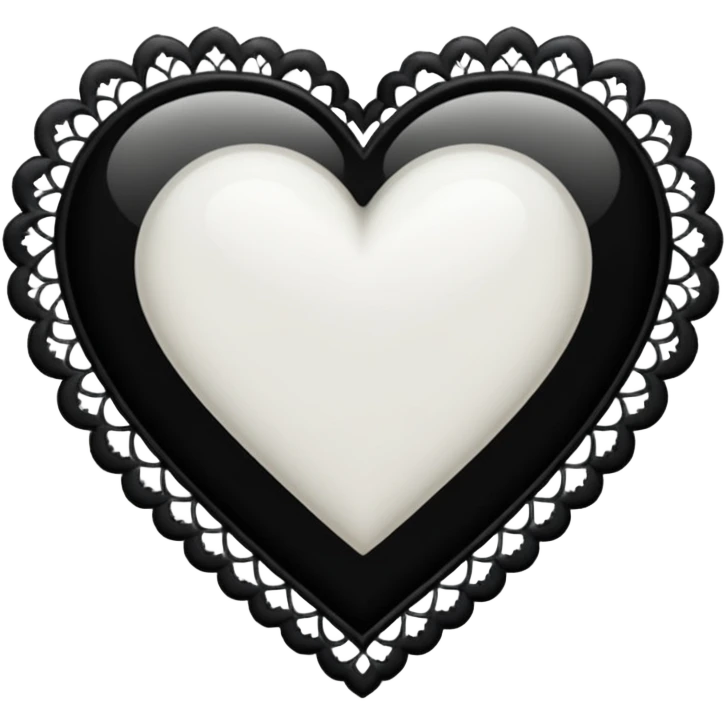white heart with gothic black lace, ornate emoji