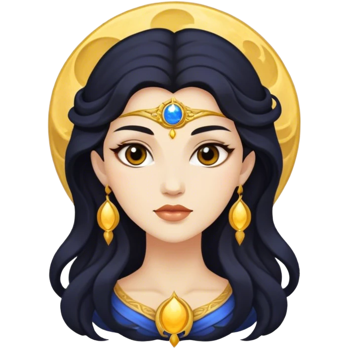 Moon goddess dark hair light skin  emoji