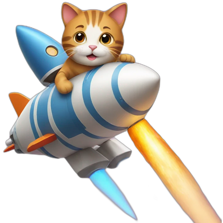 Cat riding rocket emoji