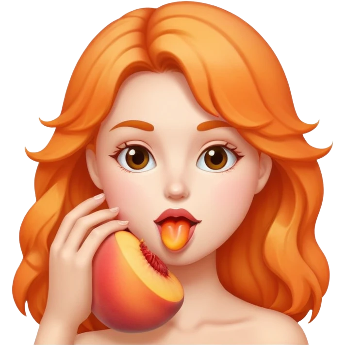 Girl licks half of a peach
 emoji
