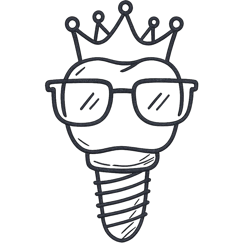 implant with a golden crown in glasses emoji