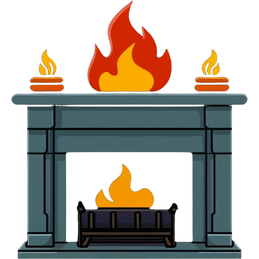 fireplace with warm flames for home heating emoji
