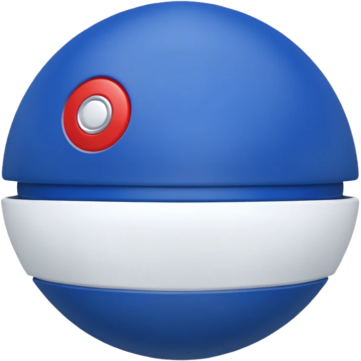 Royal blue top half white bottom half pokeball emoji
