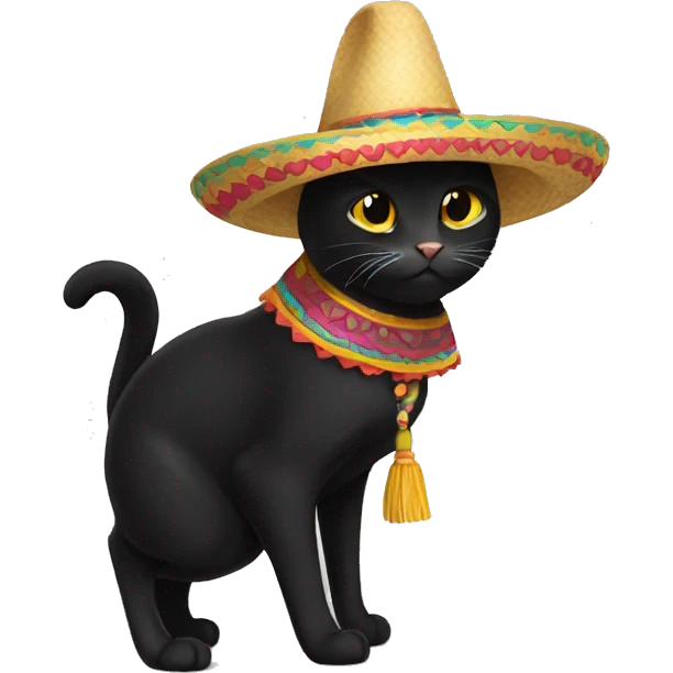 Black cat whit a sombrero emoji