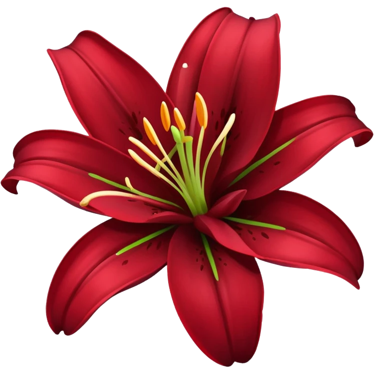 A lily flower in a dark cherry red colour emoji